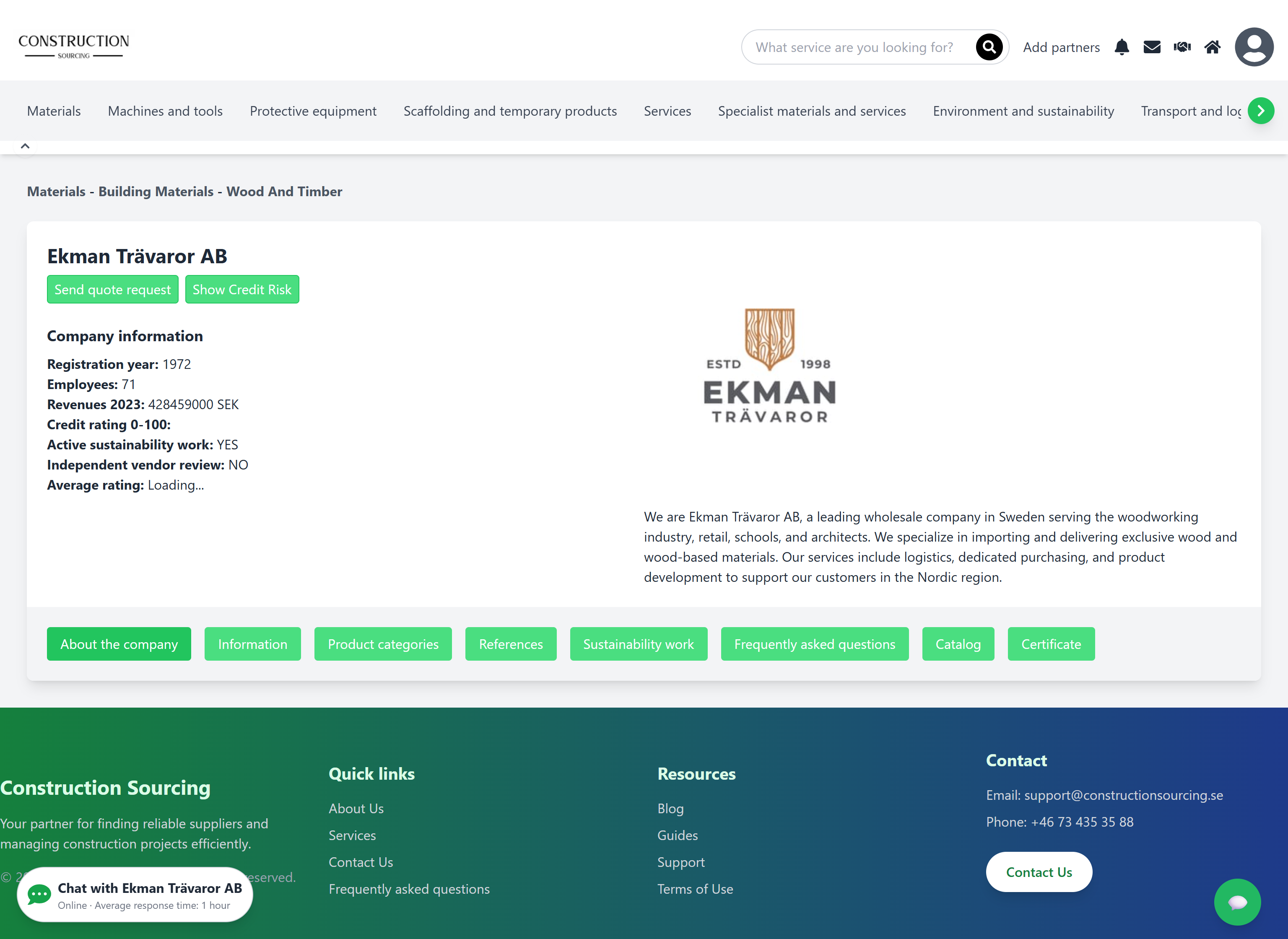 Leverantörsinformation